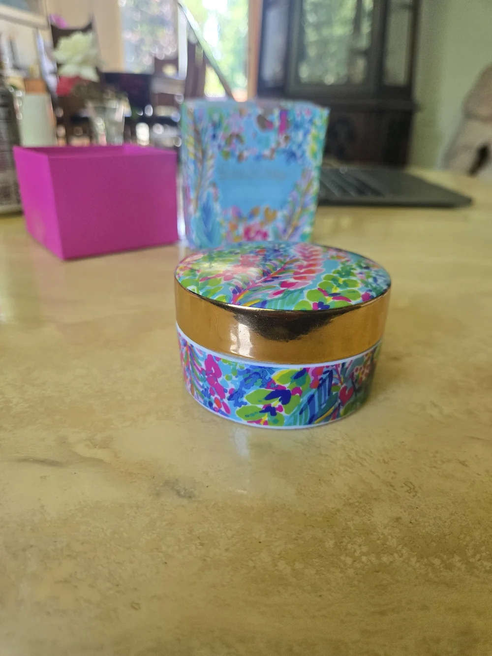 Lilly Pulitzer Ring Dish With Lid - Multicolor